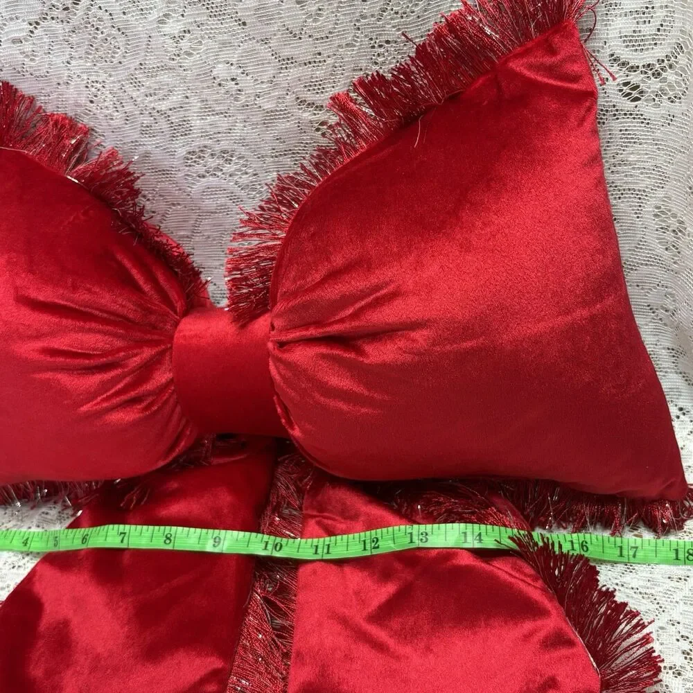 Target Large Bow Shaped Pillow Red with Fringe Coquette Super Soft
